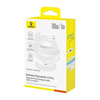 Kabel Baseus Dynamic 4 Pro 100W USB-C - USB-C magnetyczny 1m - biały