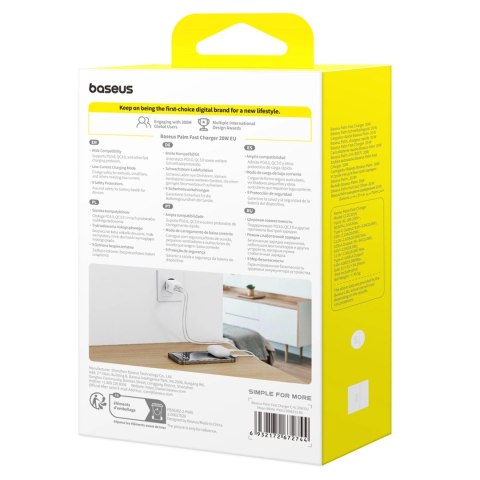 Ładowarka sieciowa Baseus Palm 20W USB-C USB-A - biała