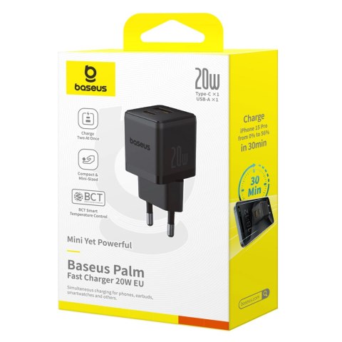 Ładowarka sieciowa Baseus Palm 20W USB-C USB-A - czarna