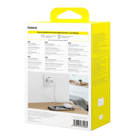Ładowarka sieciowa Baseus Palm 30W USB-C USB-A - biała