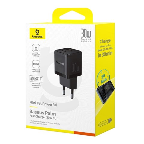 Ładowarka sieciowa Baseus Palm 30W USB-C USB-A - czarna