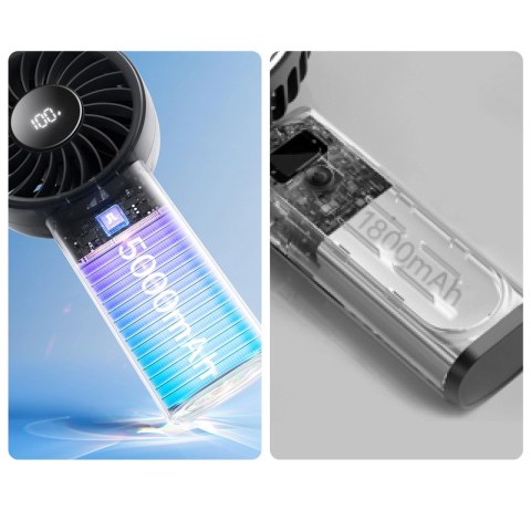 Mini wentylator Jisulife Handheld Fan Life4 3600mAh przenośny wiatraczek USB - czarny