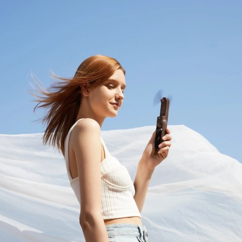 Mini wentylator Jisulife Handheld Fan Life8 Plus przenośny wiatraczek USB z funkcją powerbanka 4500mAh i latarką - brązowy