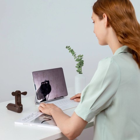 Mini wentylator Jisulife Handheld Fan Life8 przenośny wiatraczek USB z funkcją powerbanka 2000mAh i latarką - brązowy