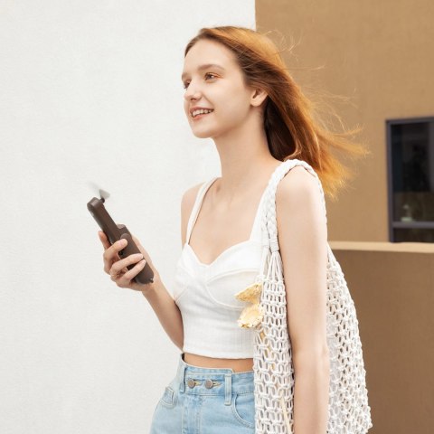 Mini wentylator Jisulife Handheld Fan Life8 przenośny wiatraczek USB z funkcją powerbanka 2000mAh i latarką - brązowy