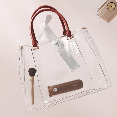 Mini wentylator Jisulife Handheld Fan Life8 przenośny wiatraczek USB z funkcją powerbanka 2000mAh i latarką - brązowy