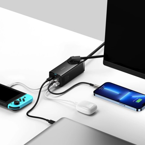 Stacja ładująca Baseus GaN3 Pro 100W EU + 2 x USB-A + 2 x USB-C z kablem 1m Baseus Xiaobai USB-C 100W - czarna