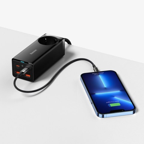 Stacja ładująca Baseus GaN3 Pro 100W EU + 2 x USB-A + 2 x USB-C z kablem 1m Baseus Xiaobai USB-C 100W - czarna