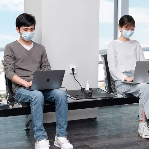 Stacja ładująca Baseus GaN3 Pro 65W EU + 2 x USB-C + 2 x USB-A z kablem Baseus Xiaobai USB-C 100W 1m - czarna