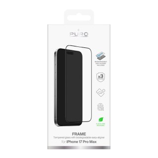 Szkło hartowane Puro Frame na iPhone 17 Pro Max z aplikatorem i czarną ramką