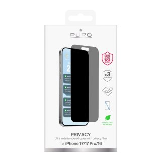 Szkło hartowane Puro Privacy prywatyzujące na iPhone 17 / iPhone 17 Pro / iPhone 16