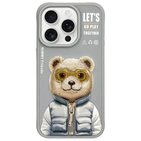 Etui Nimmy Cool&Cute 2.0 Bear do iPhone 15 Pro Max - szare