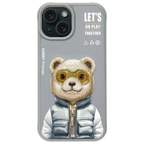 Etui Nimmy Cool&Cute 2.0 Bear do iPhone 15 - szare