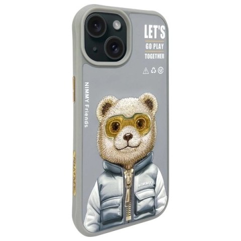 Etui Nimmy Cool&Cute 2.0 Bear do iPhone 15 - szare