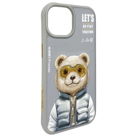 Etui Nimmy Cool&Cute 2.0 Bear do iPhone 15 - szare