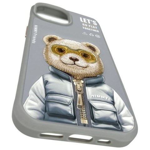 Etui Nimmy Cool&Cute 2.0 Bear do iPhone 15 - szare
