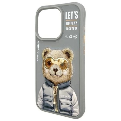Etui Nimmy Cool&Cute 2.0 Bear na iPhone 15 Pro - szare
