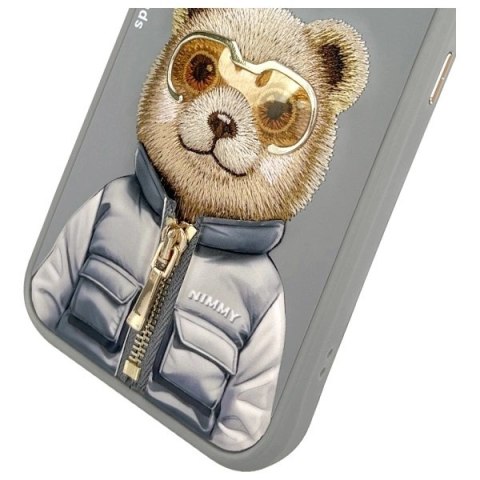 Etui Nimmy Cool&Cute 2.0 Bear na iPhone 15 Pro - szare