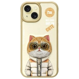 Etui Nimmy Cool&Cute 2.0 Cat na iPhone 15 - beżowe
