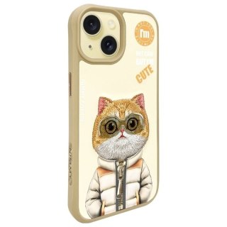 Etui Nimmy Cool&Cute 2.0 Cat na iPhone 15 - beżowe