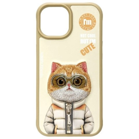 Etui Nimmy Cool&Cute 2.0 Cat na iPhone 15 - beżowe