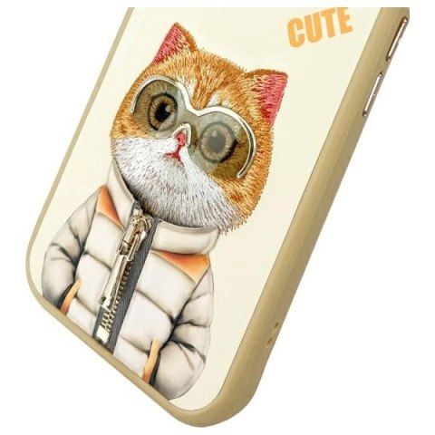 Etui Nimmy Cool&Cute 2.0 Cat na iPhone 15 - beżowe