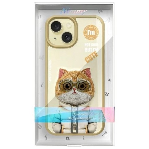 Etui Nimmy Cool&Cute 2.0 Cat na iPhone 15 - beżowe