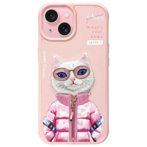Etui Nimmy Cool&Cute 2.0 Cat na iPhone 15 - różowe