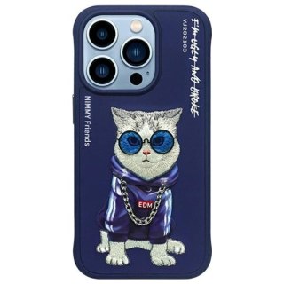 Etui Nimmy Glasses Cool Cat na iPhone 15 Pro Max - niebieskie