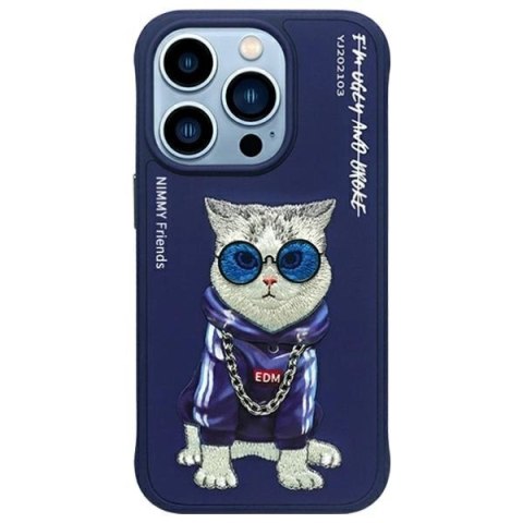 Etui Nimmy Glasses Cool Cat na iPhone 15 Pro Max - niebieskie