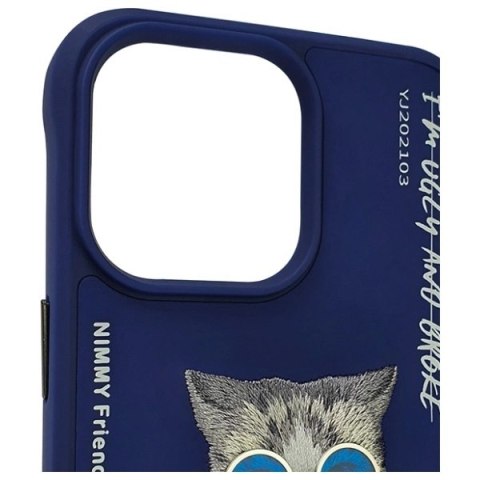 Etui Nimmy Glasses Cool Cat na iPhone 15 Pro Max - niebieskie