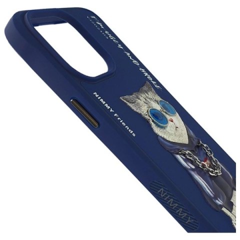 Etui Nimmy Glasses Cool Cat na iPhone 15 Pro Max - niebieskie