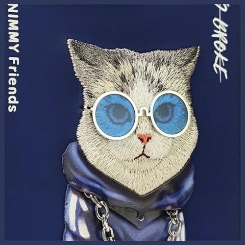 Etui Nimmy Glasses Cool Cat na iPhone 15 Pro Max - niebieskie