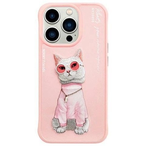 Etui Nimmy Glasses Cool Cat na iPhone 15 Pro Max - różowe