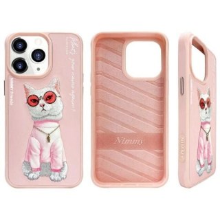 Etui Nimmy Glasses Cool Cat na iPhone 15 Pro Max - różowe