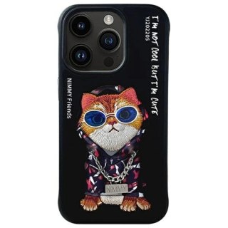 Etui Nimmy Glasses Cool Cat na iPhone 15 Pro - czarne