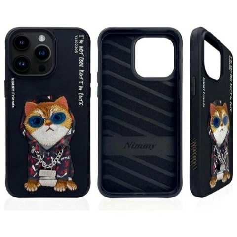 Etui Nimmy Glasses Cool Cat na iPhone 15 Pro - czarne