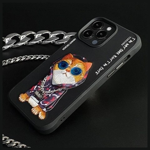 Etui Nimmy Glasses Cool Cat na iPhone 15 Pro - czarne