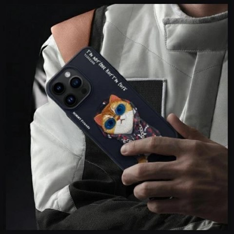 Etui Nimmy Glasses Cool Cat na iPhone 15 Pro - czarne