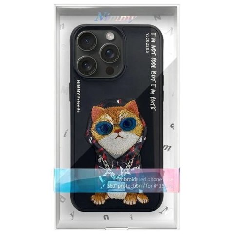 Etui Nimmy Glasses Cool Cat na iPhone 15 Pro - czarne
