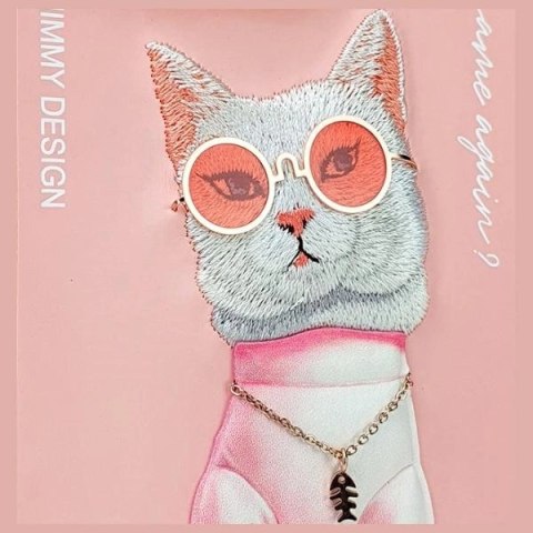 Etui Nimmy Glasses Cool Cat na iPhone 15 Pro - różowe