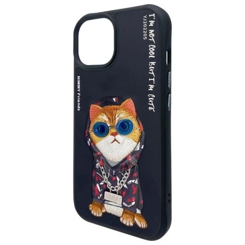 Etui Nimmy Glasses Cool Cat na iPhone 15 - czarne