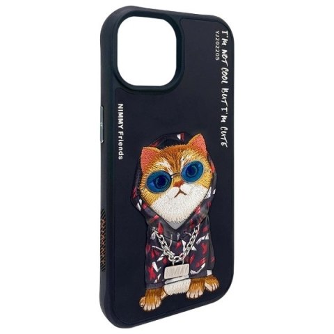 Etui Nimmy Glasses Cool Cat na iPhone 15 - czarne