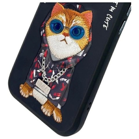 Etui Nimmy Glasses Cool Cat na iPhone 15 - czarne