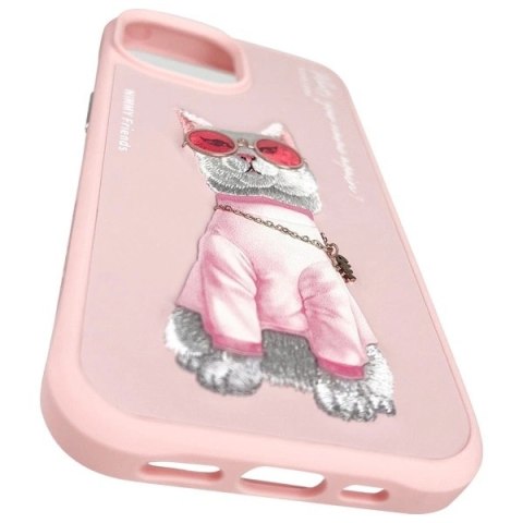 Etui Nimmy Glasses Cool Cat na iPhone 15 - różowe