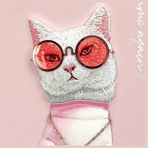 Etui Nimmy Glasses Cool Cat na iPhone 15 - różowe