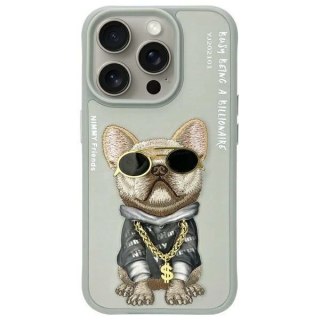 Etui Nimmy Glasses Cool Dog na iPhone 15 Pro - szare