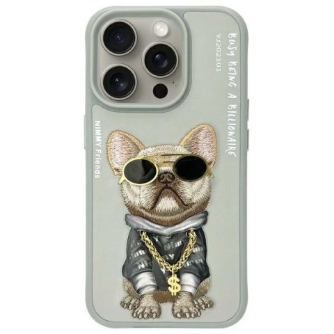Etui Nimmy Glasses Cool Dog na iPhone 15 Pro - szare