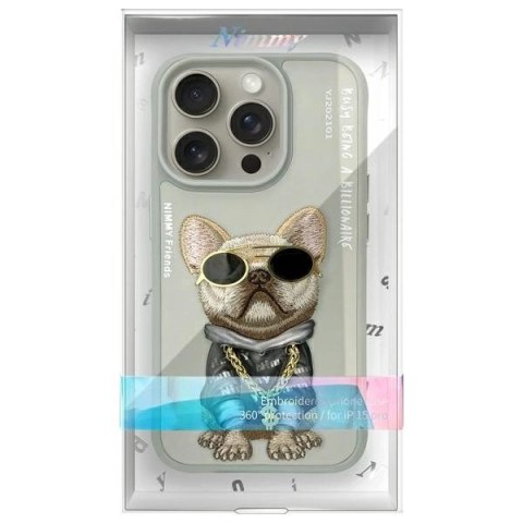 Etui Nimmy Glasses Cool Dog na iPhone 15 Pro - szare