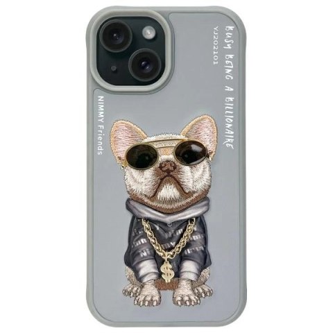 Etui Nimmy Glasses Cool Dog na iPhone 15 -szare